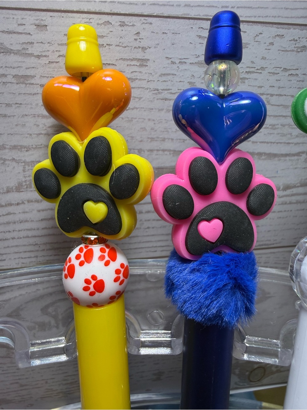 Colorful Beaded Paw Print Pen Set - Picture 2 of 3